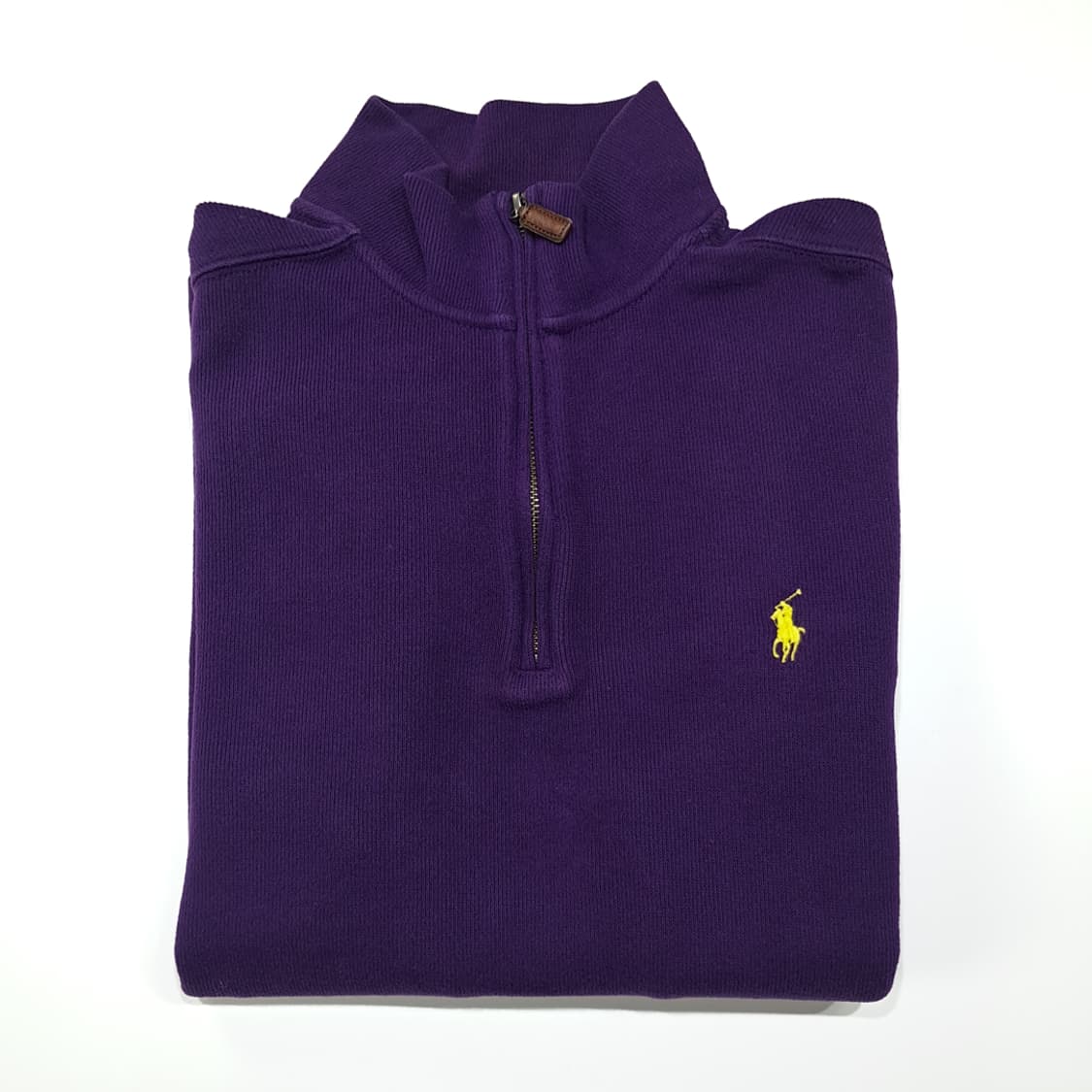CL413 L 폴로 90s 코튼 가죽풀러 퍼플 하프집업 니트 스웨터 상품이미지7