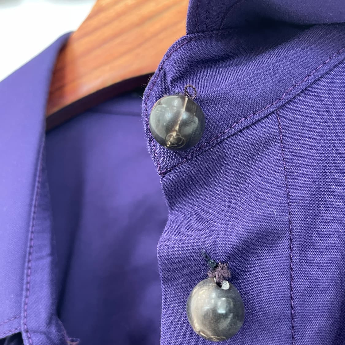 구찌 퍼플 코튼 스트레치 볼 버튼 셔츠 상품이미지6