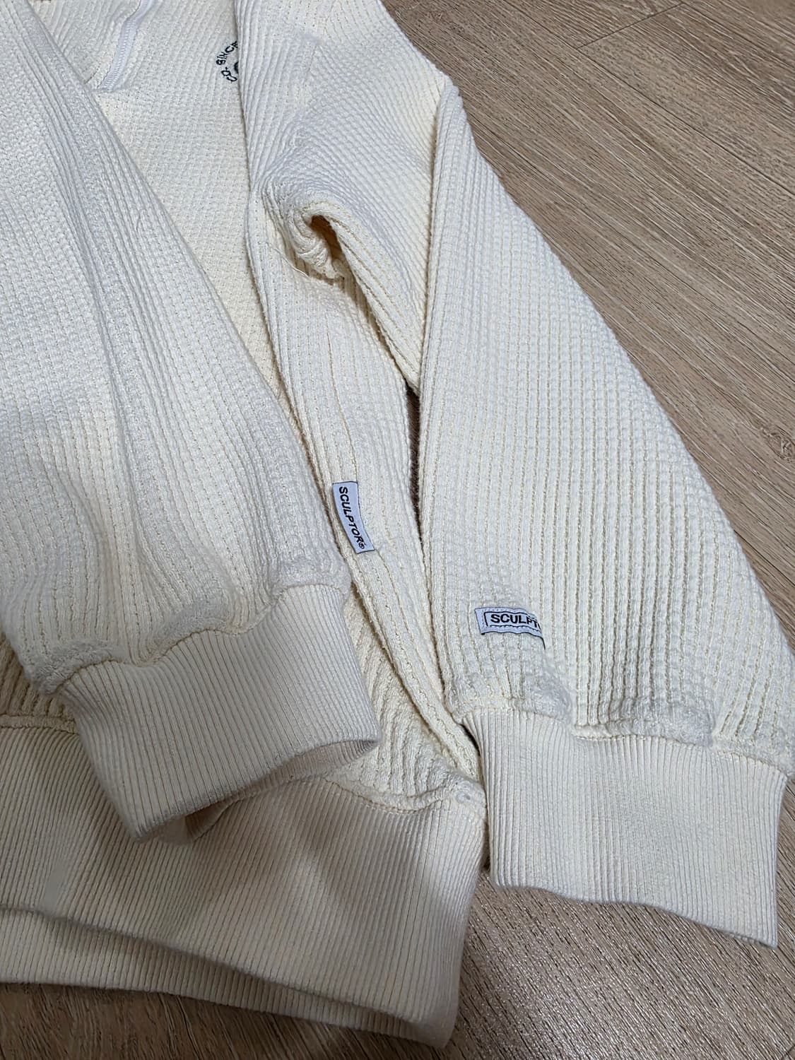 스컬프터 코튼 반집업 와플 니트 M 상품이미지8