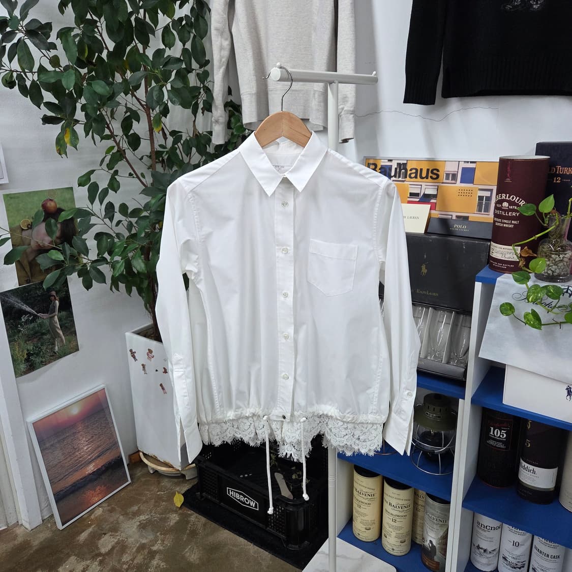 사카이 레이스 헴 코튼 포플린 셔츠 1 상품이미지1