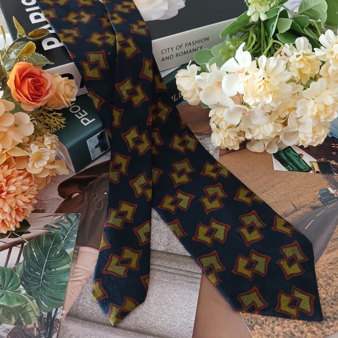 조르지오 아르마니 네이비 기하 패턴 넥타이 9.5cm A+등급 G26
 상품이미지4