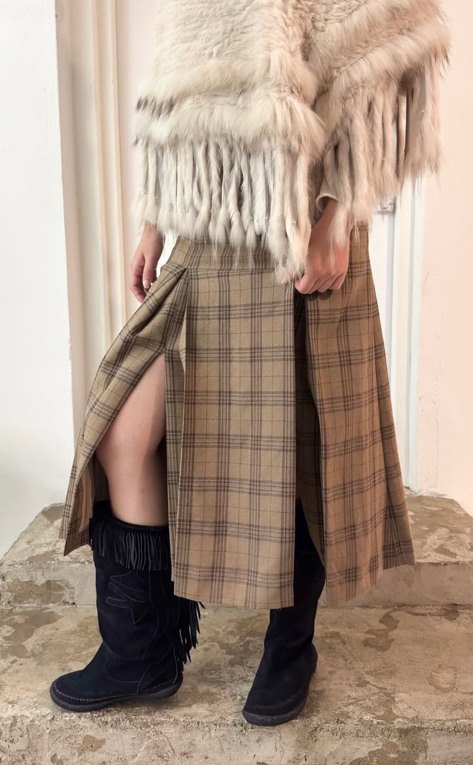 오라리 체크 스커트 상품이미지1