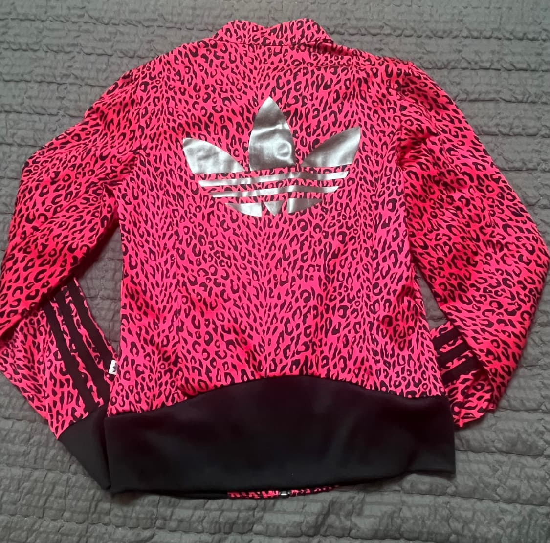 아디다스 빈티지 파이어버드 핑크 레오파드 핑크 호피 갸루 져지 집업 상품이미지2