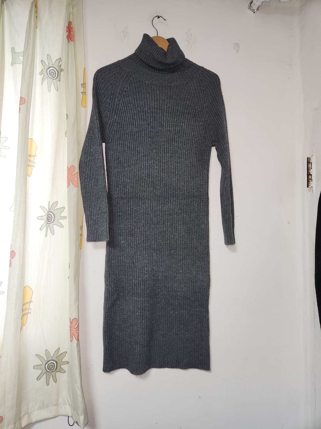 골지 니트 롱 원피스 그레이 F 상품이미지1