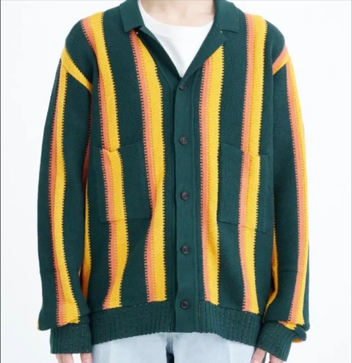 정품 새상품 M,L,XL 사스콰치 패브릭스 스트라이프 니트 가디건 상품이미지1