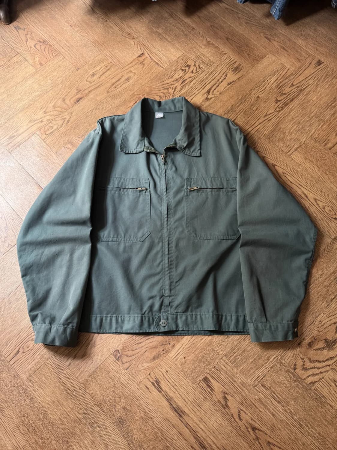 [XL]90's 빈티지 파인그린 메카닉 프렌치 워크 자켓 상품이미지1