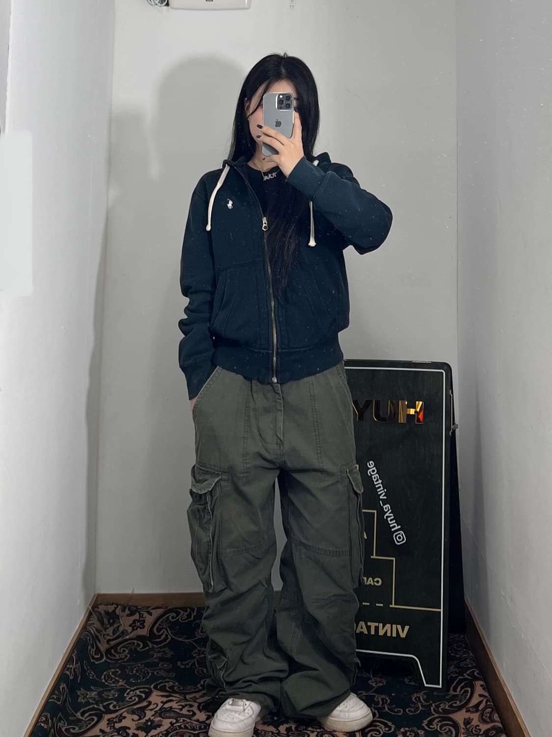 폴로 네이비 후드집업 S 상품이미지3