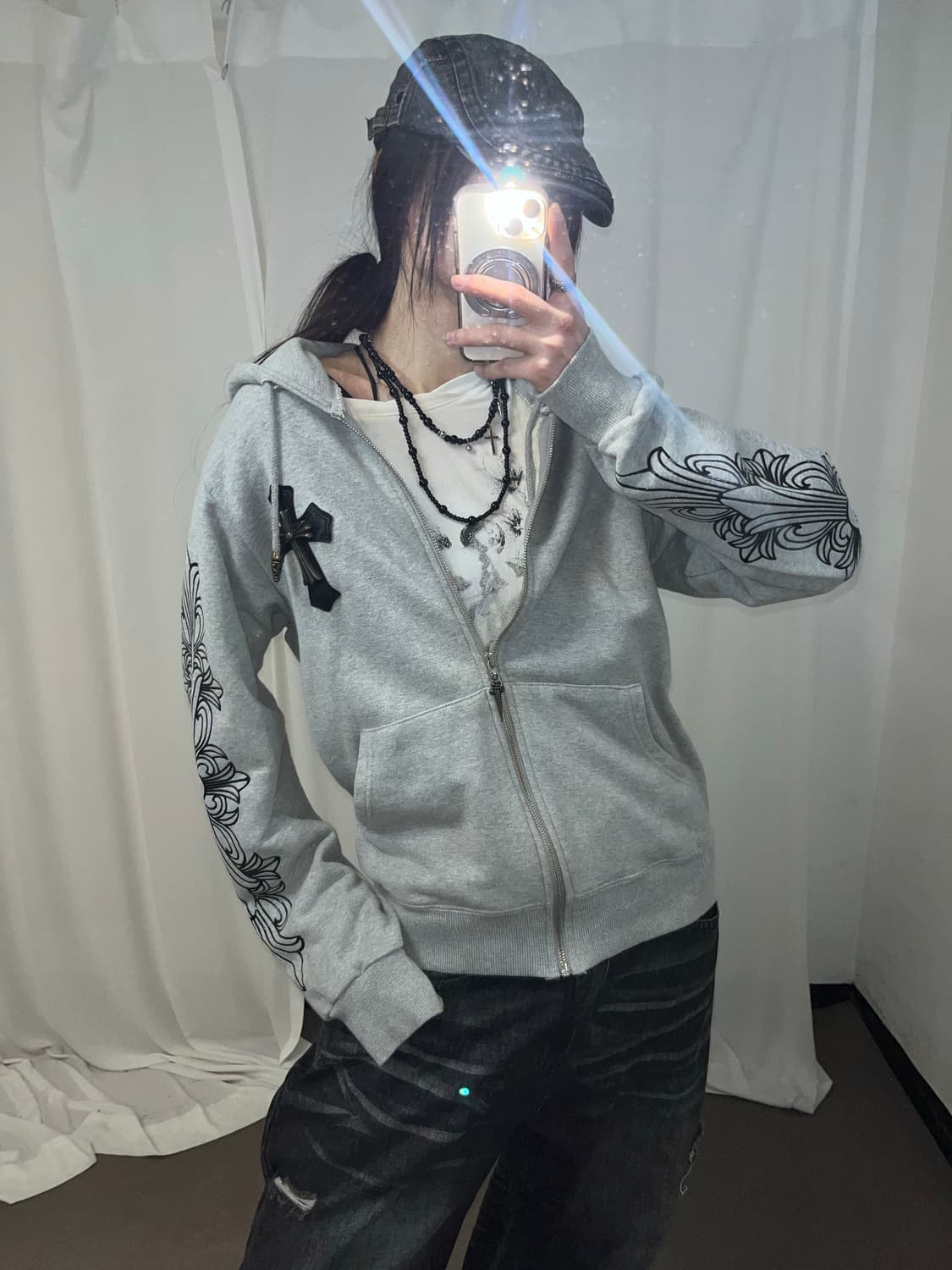 펑크 십자가 후드집업 상품이미지1