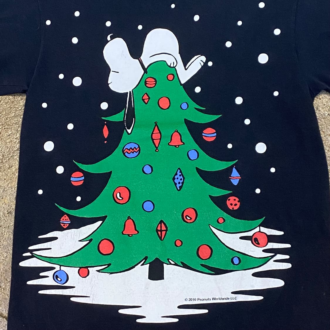 미국 빈티지 스누피 크리스마스트리 프린팅 유니크 반팔티 락티셔츠 상품이미지3