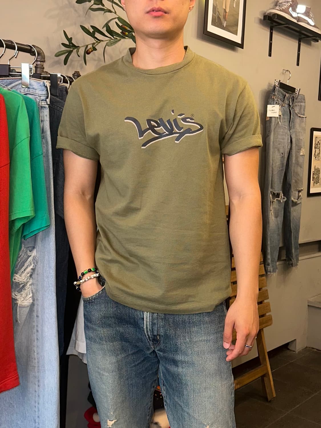 Levi’s Orange Tap logo print cotton T 상품이미지1
