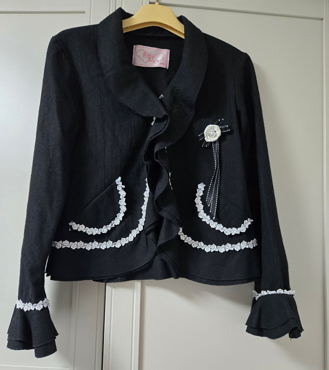 고딕 레이스 프릴 블랙 자켓 흑백 갸루 공겜 y2k 상품이미지1