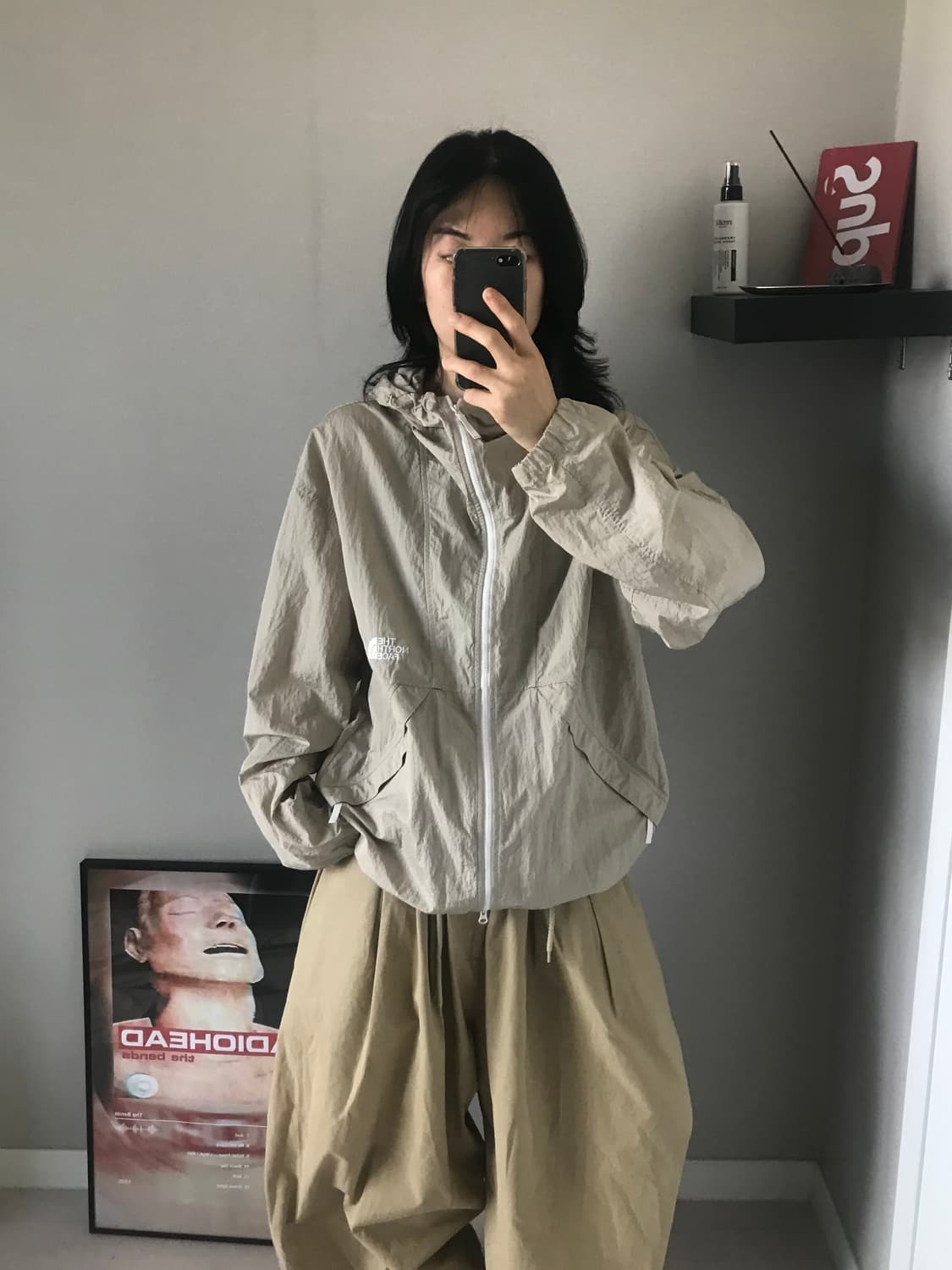 노스페이스 로고 나일론 베이지 바람막이 자켓 상품이미지2