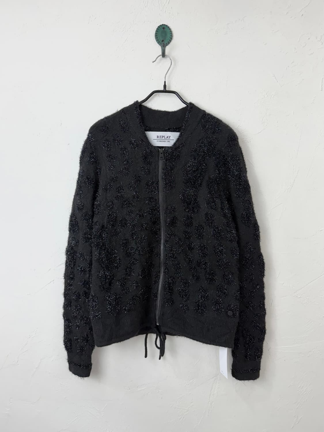 REPLAY 블랙 레오파드 니트 블루종 상품이미지1