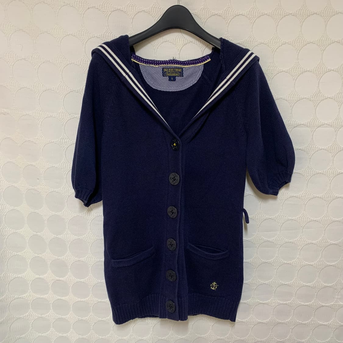 polo Ralph Lauren 오부 퍼프소매 네이비 후드 니트 가디건 상품이미지4