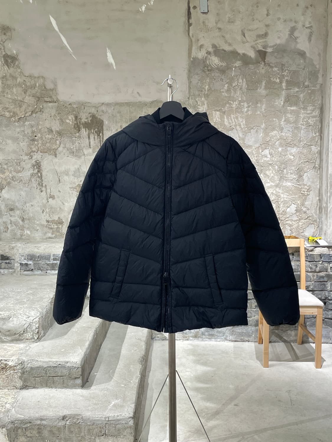 디젤 블랙 투 웨이 집업 덕 다운 경량 패딩 상품이미지1