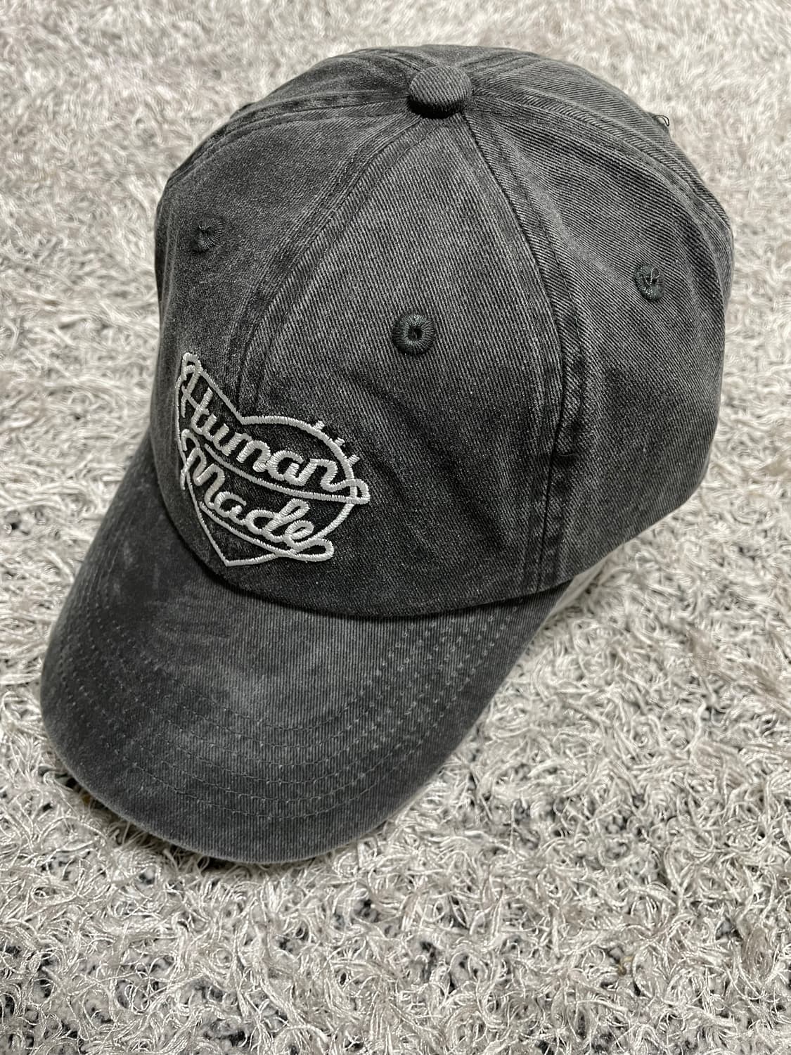 휴먼메이드 로고자수 빈티지워싱 블랙 캡 Free 상품이미지1