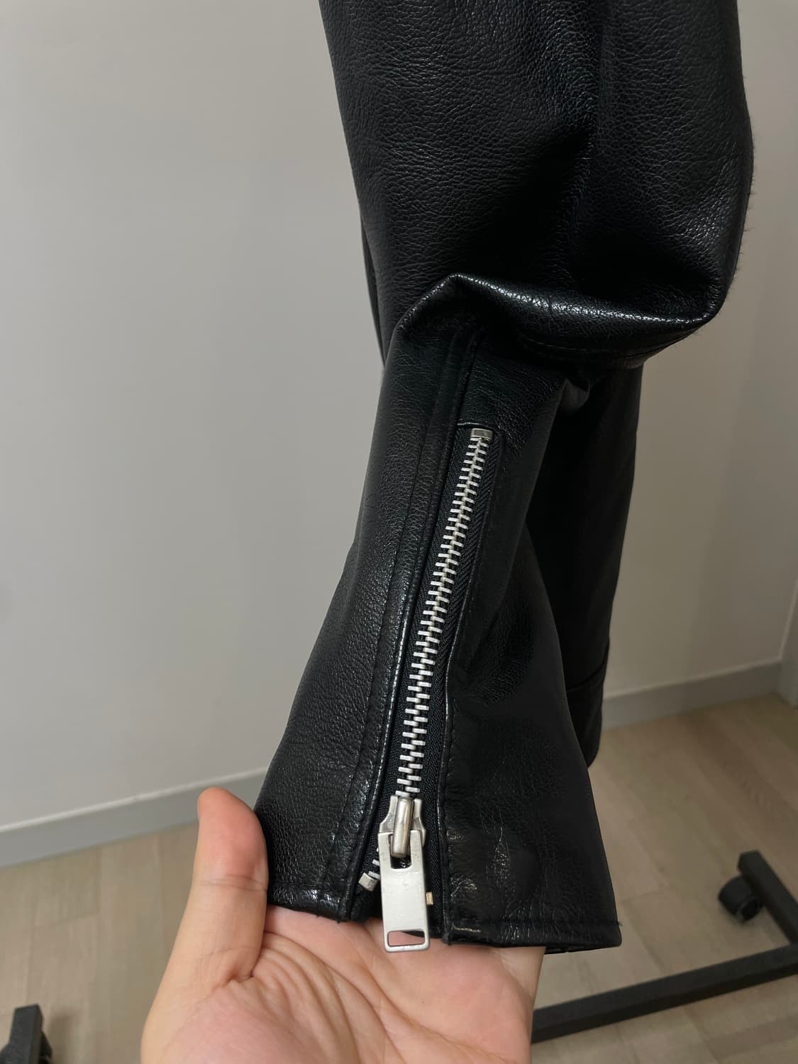 (XL) 싱글라이더 고트스킨 염소 가죽 레더 자켓 상품이미지3