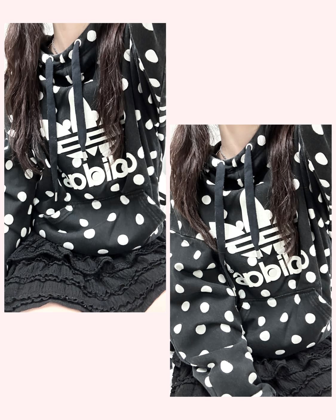 아디다스 빅로고 도트 블랙 후드 상품이미지1