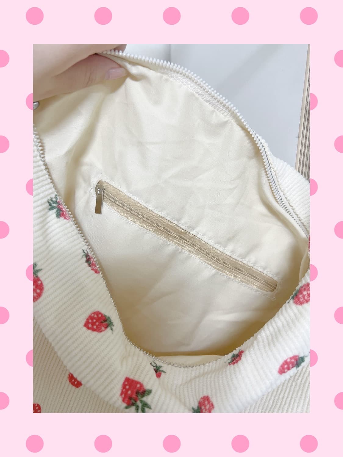 딸기 코듀로이 크로스백🍓 상품이미지3