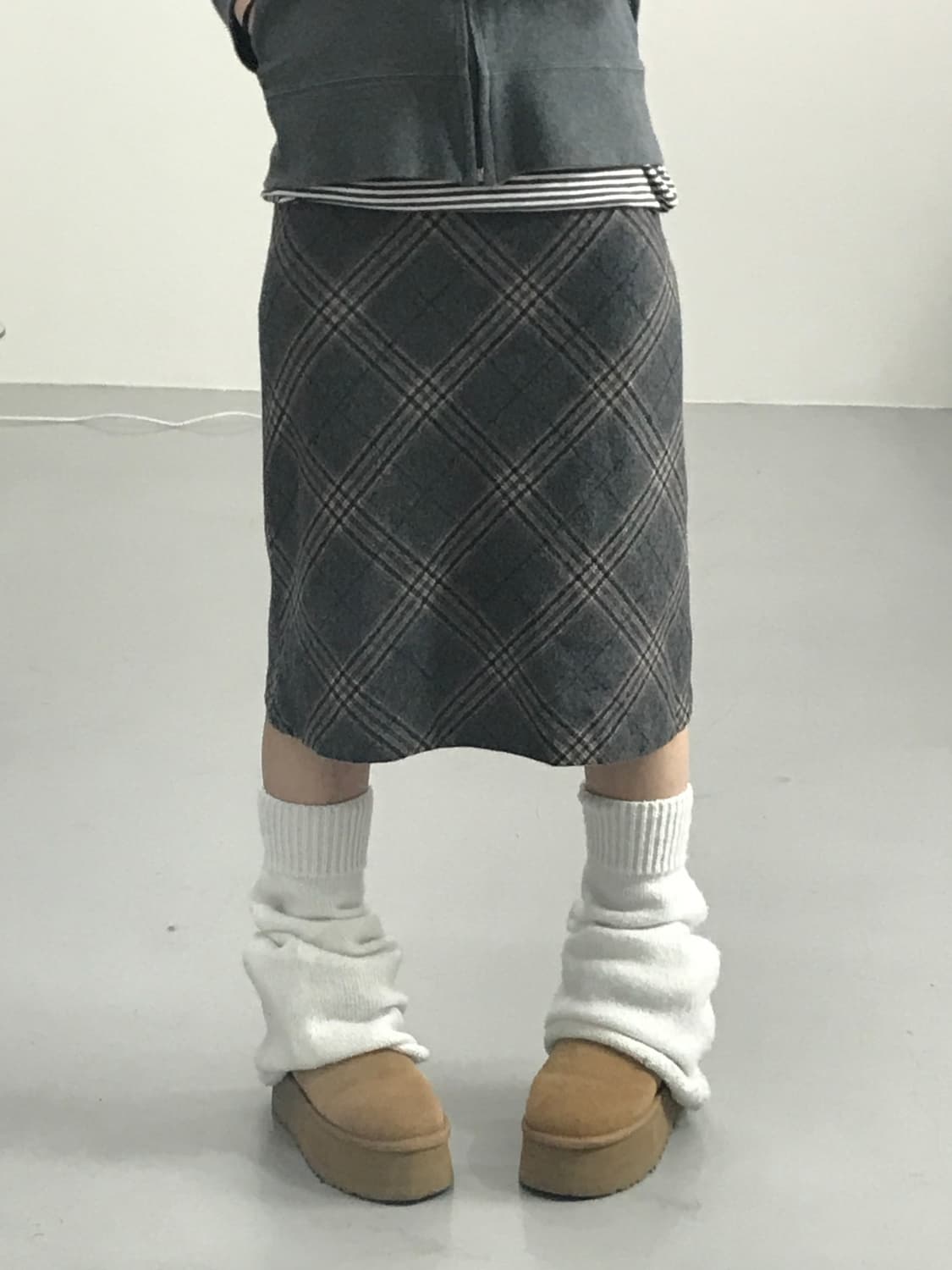 Jpn Wool Checked Midi Skirts 상품이미지1