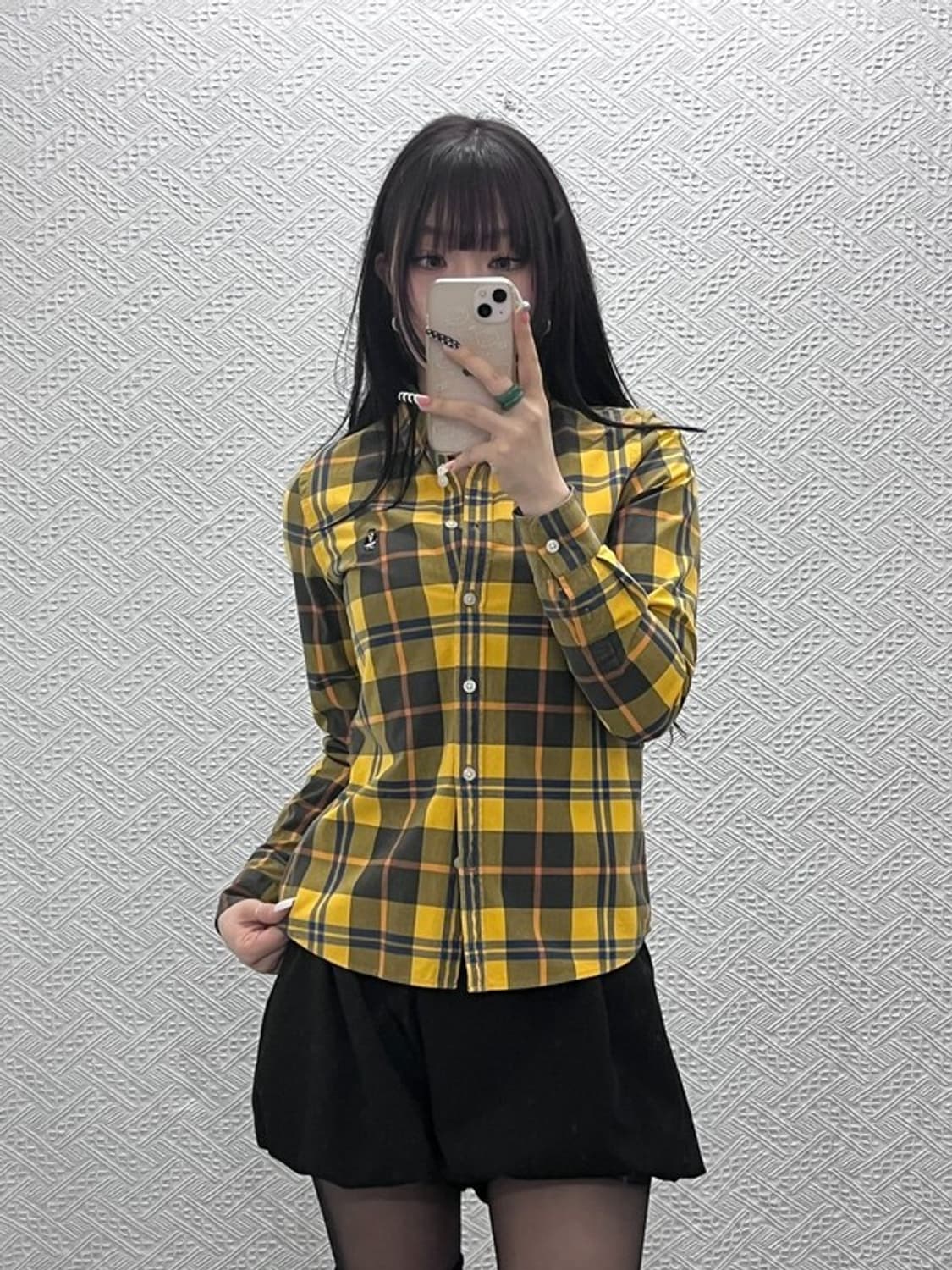 티니위니 컨트리 빈티지 슬림 머스타드 플란넬체크 셔츠 85 C10703 상품이미지2