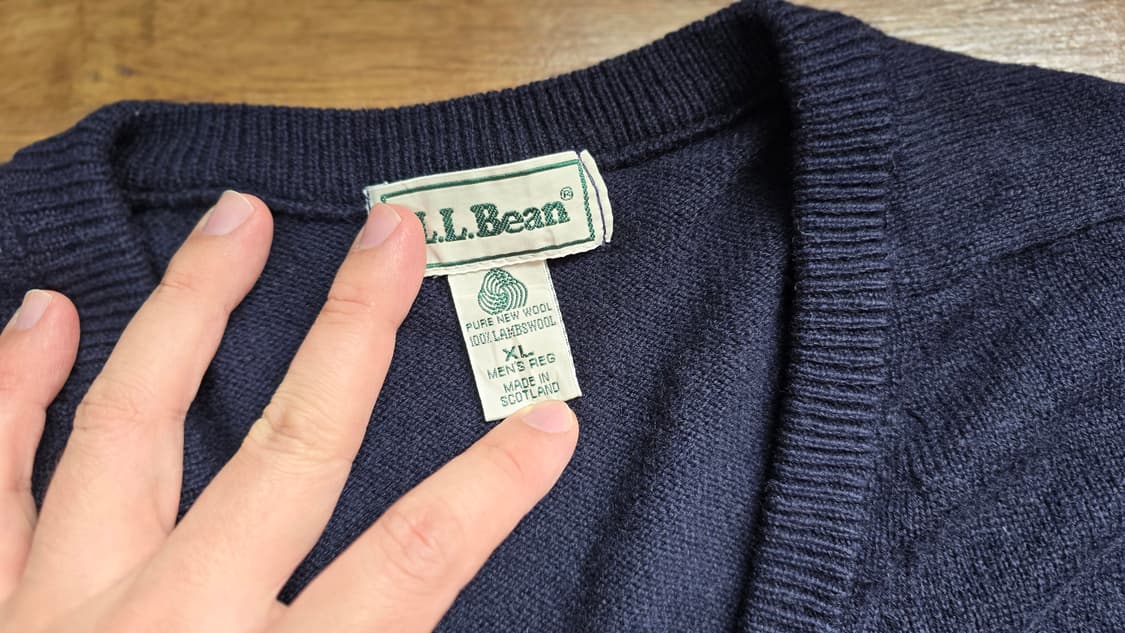 L.L.Bean 엘엘빈 램스울 브이넥 니트 Made In Scotland 상품이미지2