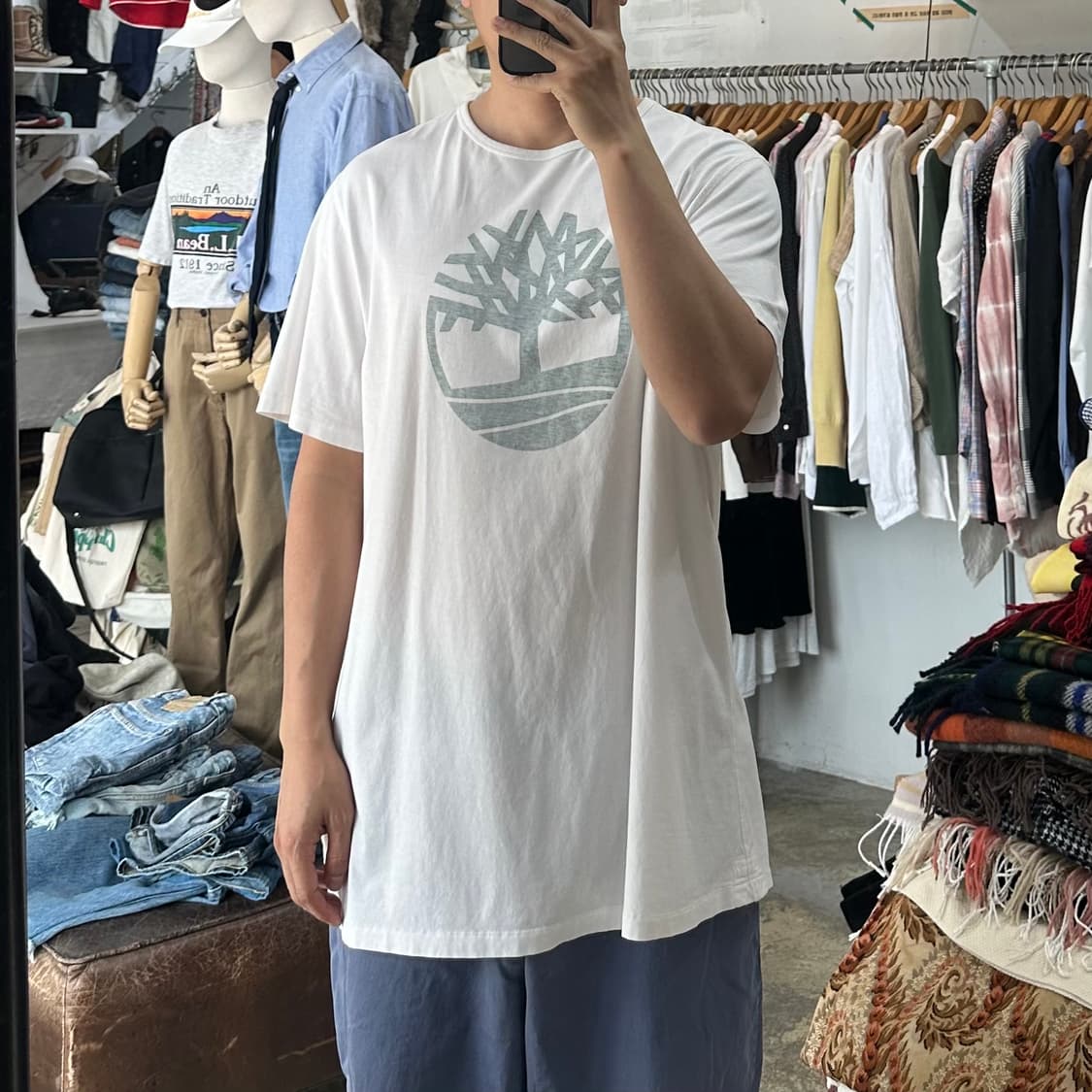 (착용컷) Timberland 로고 반팔 티셔츠 (남성용 105-108) 상품이미지4