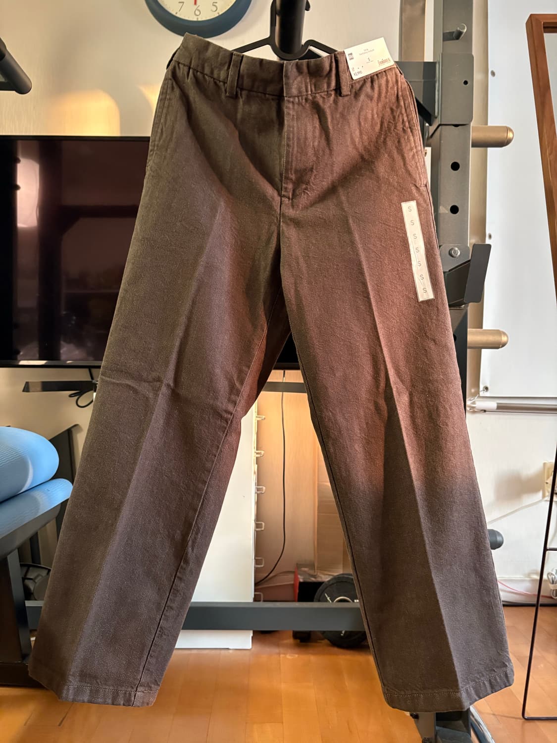 GU 트윌 와이드 스트레이트 팬츠 (브라운 s사이즈) 상품이미지4