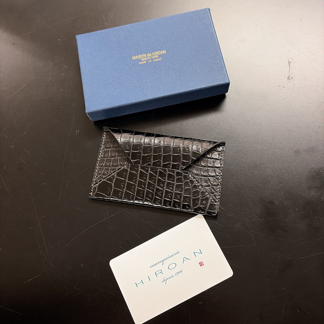 (정품/새상품) 메종 드 히로안 블랙 악어가죽 카드지갑 상품이미지6