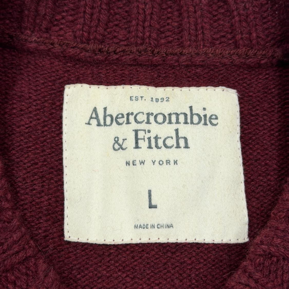 아베크롬비 빈티지 Y2K 노르딕 버건디 레드 울 니트 L 상품이미지3