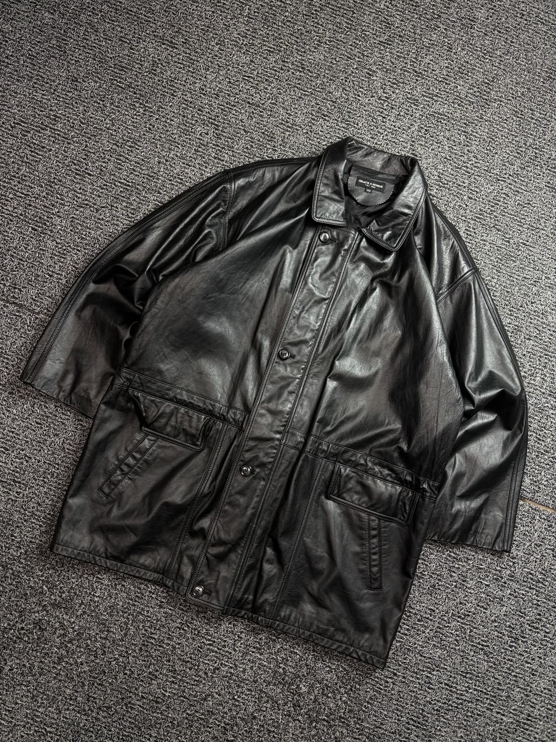 GRACE A MONDE 아카이브 드럼 다이드 카우하이드 가죽 코트 21 상품이미지1