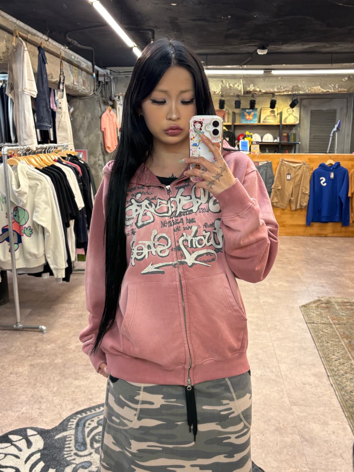 마하그리드 인디 핑크 프린팅 후드집업 #csz4335 상품이미지1