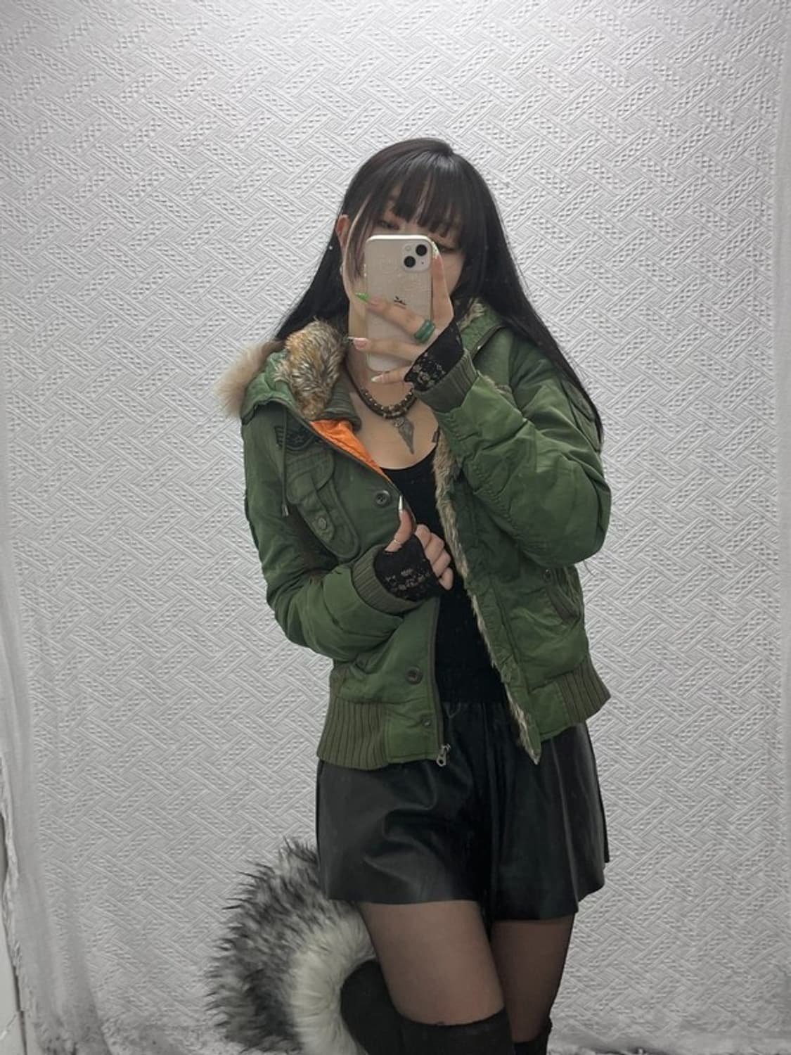 아비렉스 Y2K 레트로 갸루펑크 말차카키 패딩 자켓 M C09012 상품이미지2