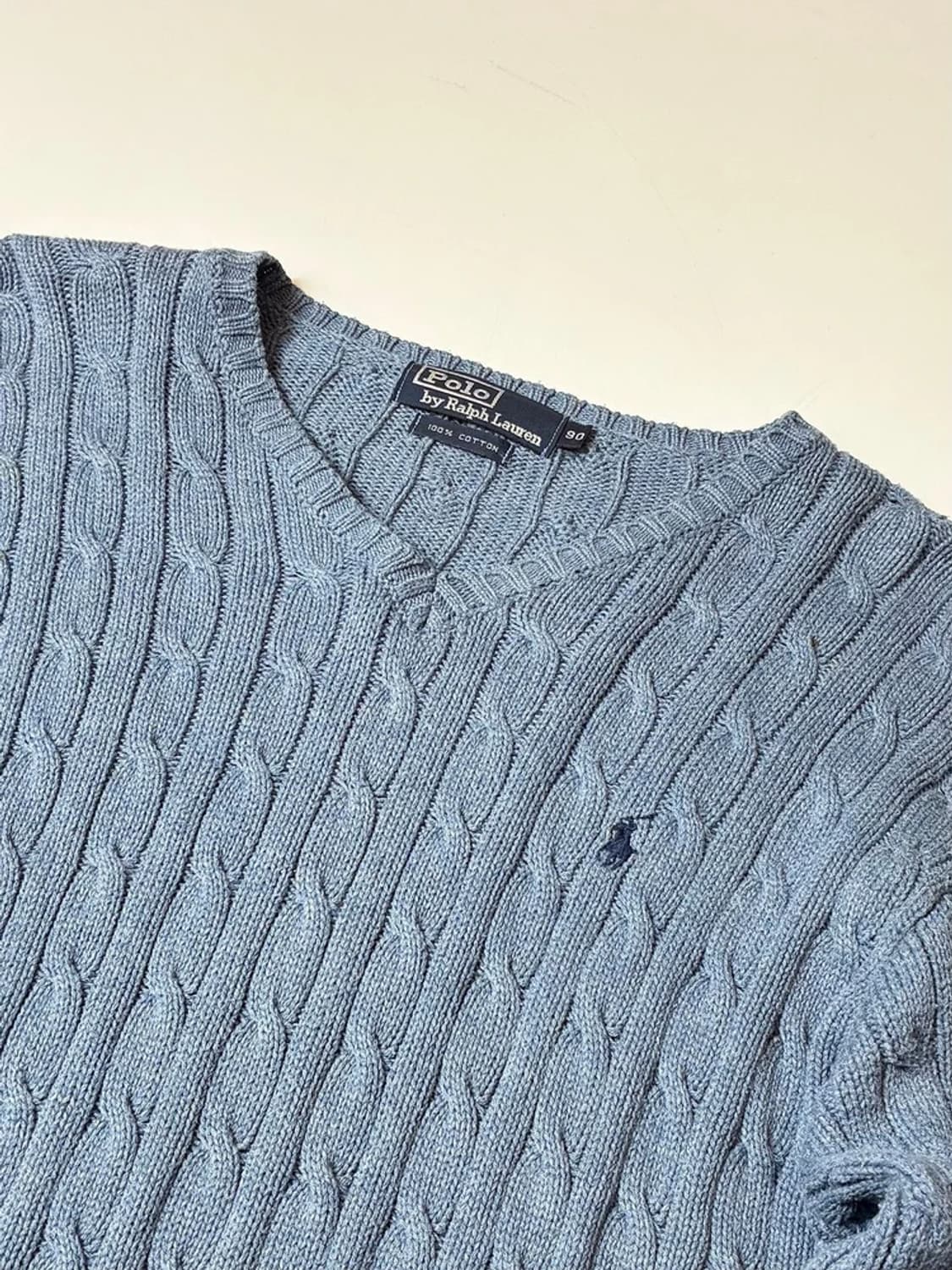 폴로 랄프로렌 90's 코튼 브이넥 꽈배기 니트 PN8631 상품이미지3