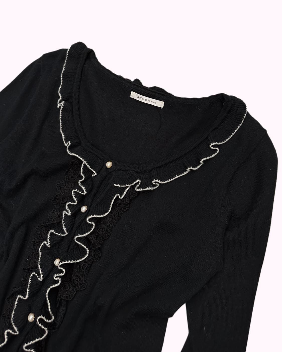 AXES FEMME frill pearl knit cardigan 상품이미지3