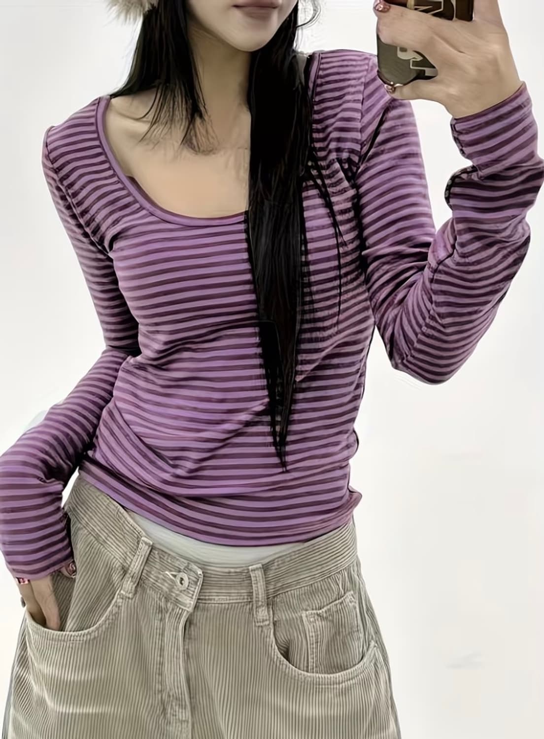 빈티지 유넥 스트라이프 티셔츠 상품이미지1