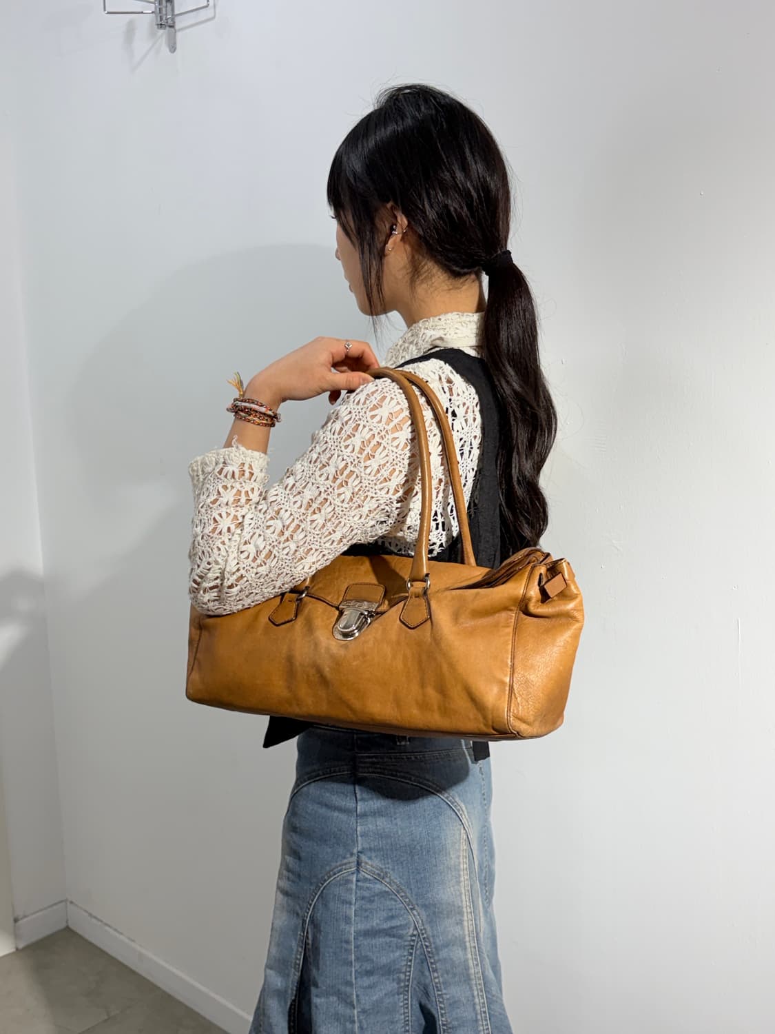 프라다 레더 가죽 숄더백 가방 상품이미지2