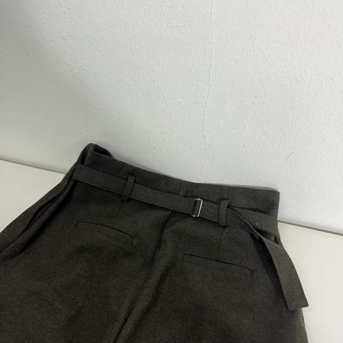 M VTG 다크브라운 투턱 벨티드 울 슬랙스 상품이미지7