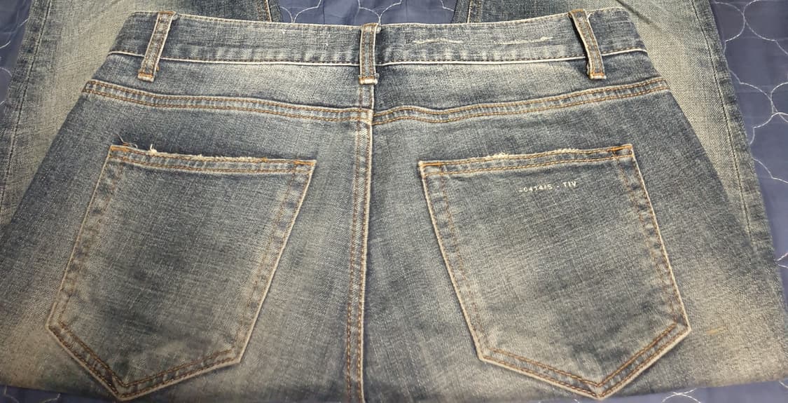 페이탈리즘 크롭 슬림핏 스트레치 워싱 컷팅 데님팬츠 인디고 (33) 상품이미지2