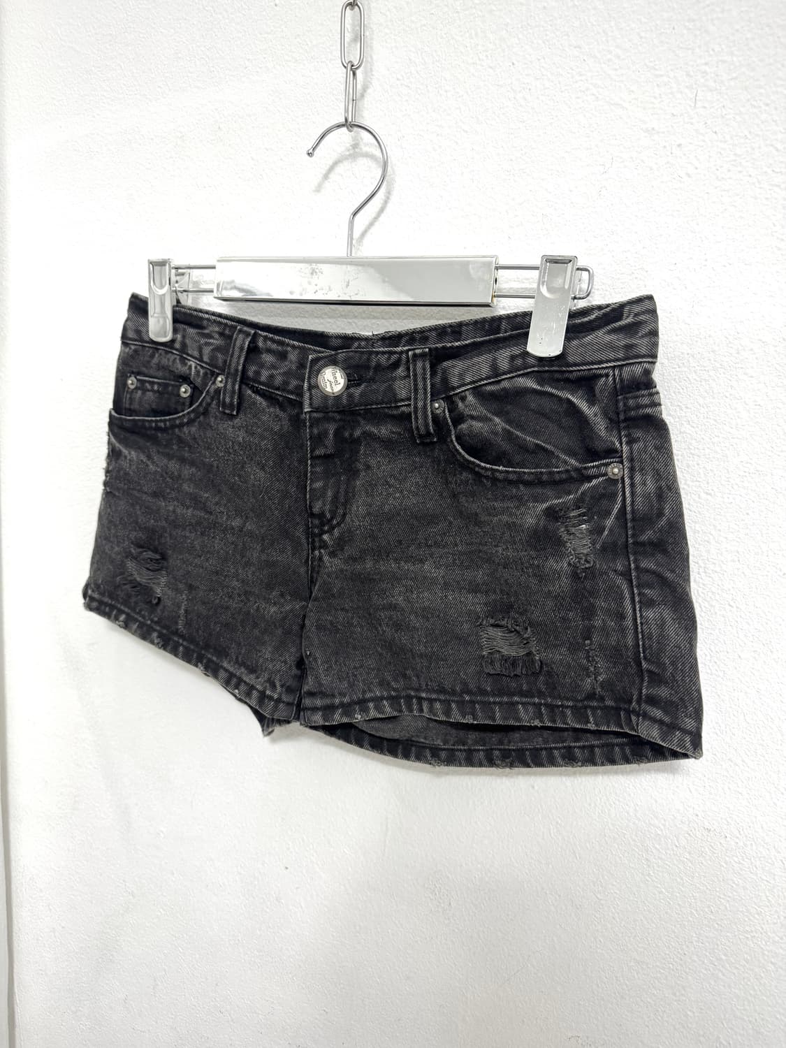 Black washed denim shorts 상품이미지2