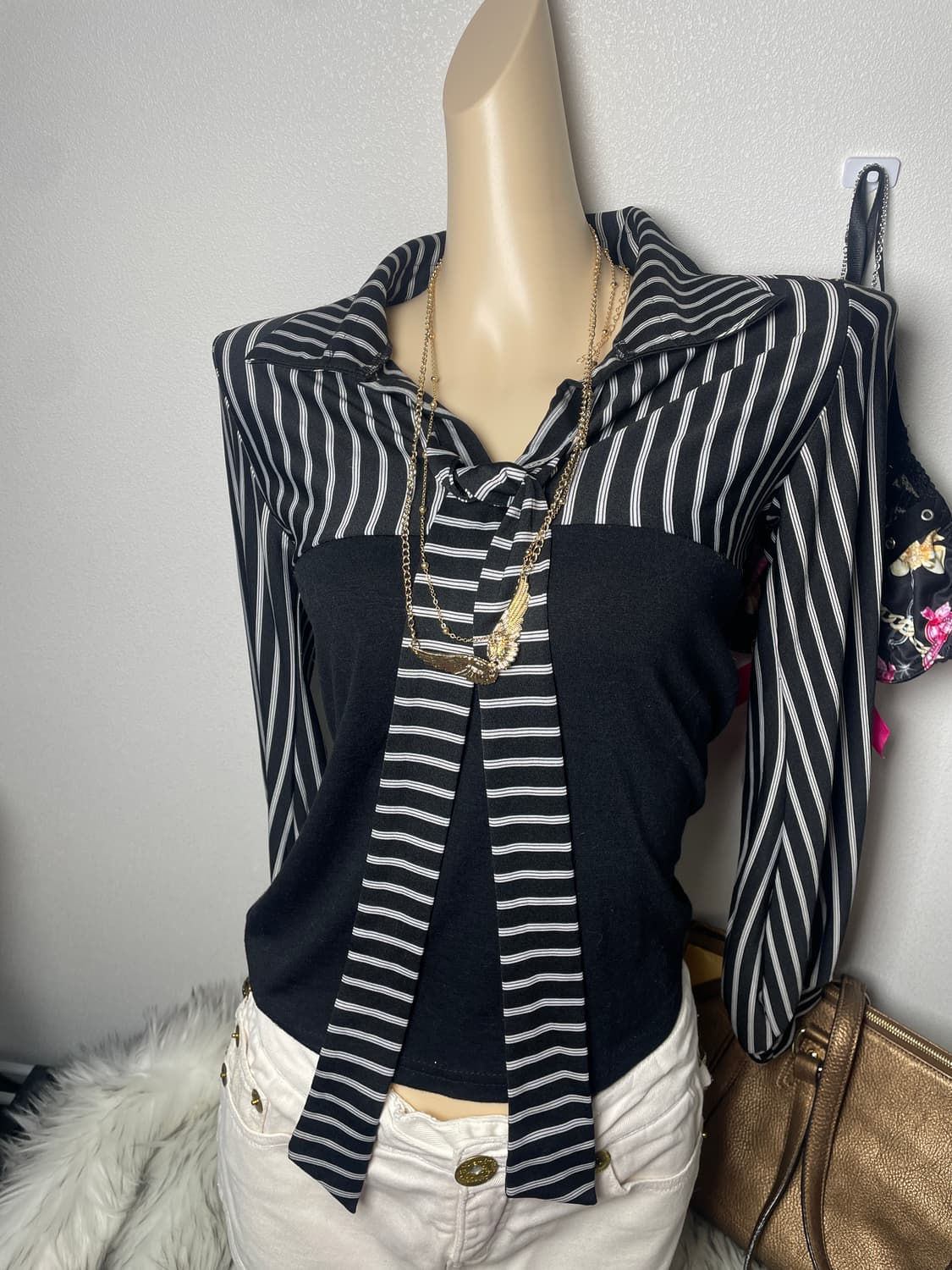 빈티지 갸루 스트라이프 탑 상품이미지3