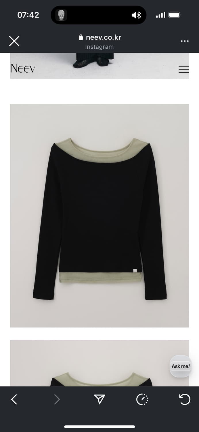 니브 Boat Neck Layered Slim T-shirt 판매합니다 상품이미지4