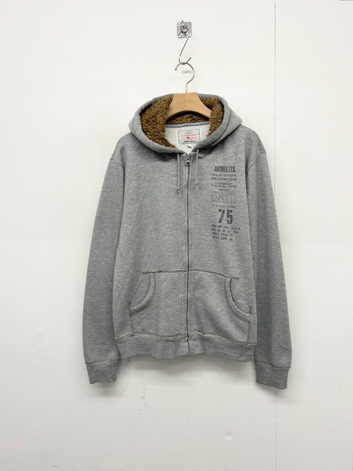 아비렉스 그레이 후드티  상품이미지1