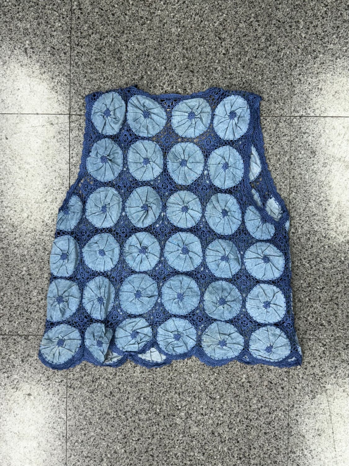 vintage denim circle crochet vest 상품이미지2