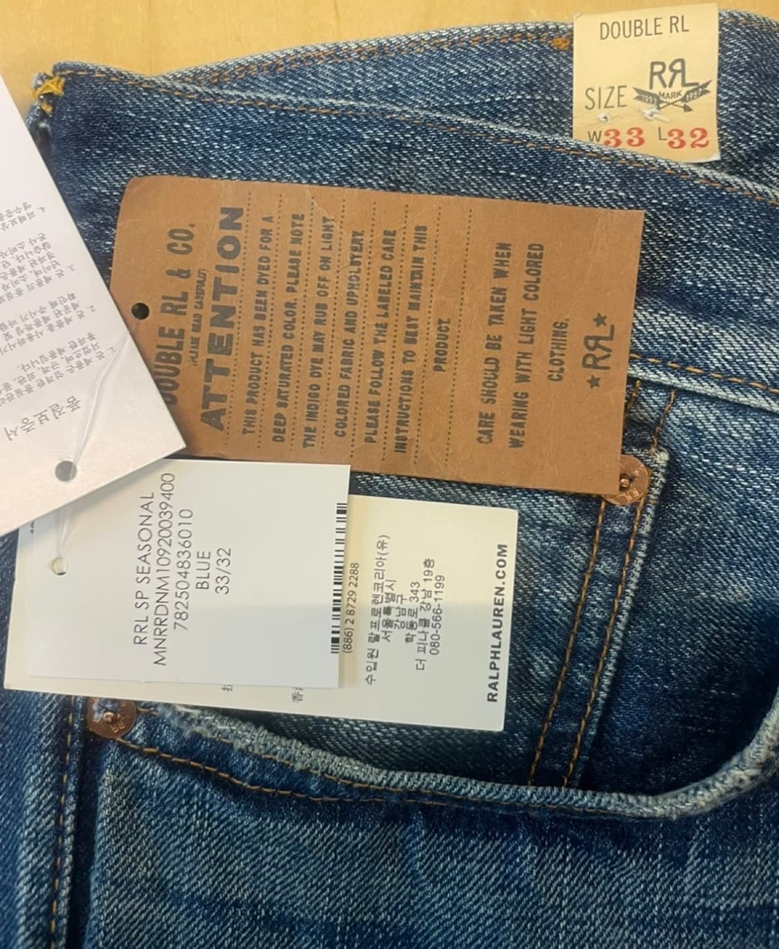 RRL 힐스뷰 스트레이트진 33/32 택달린 새상품 상품이미지4