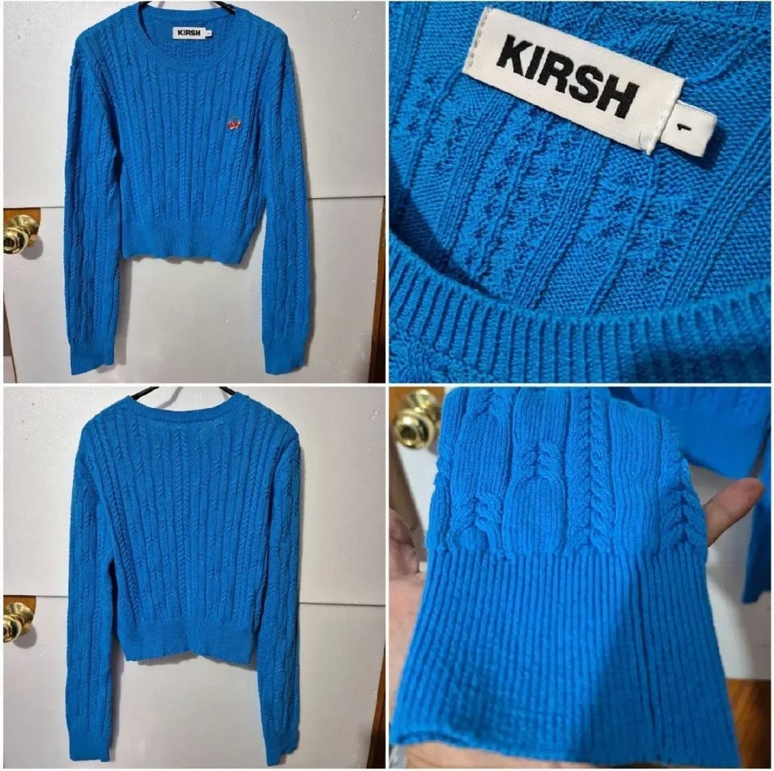 345 ) 정품 키르시 1 희긔 브롯지로고 크롭 꽈배기니트 상품이미지3