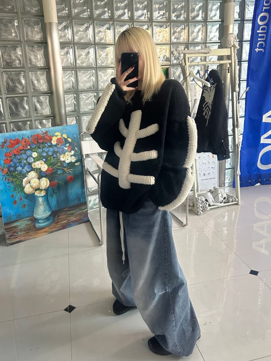 CREW NECK KNIT 3D BONE 크루넥 니트 3D 본 상품이미지2