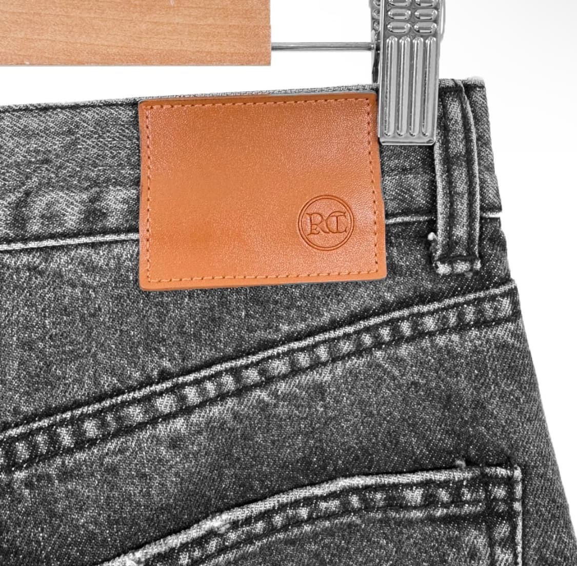 [S] 렉토 남성 디스트로이드 데님 워싱 와이드 팬츠 청바지 블랙 상품이미지8