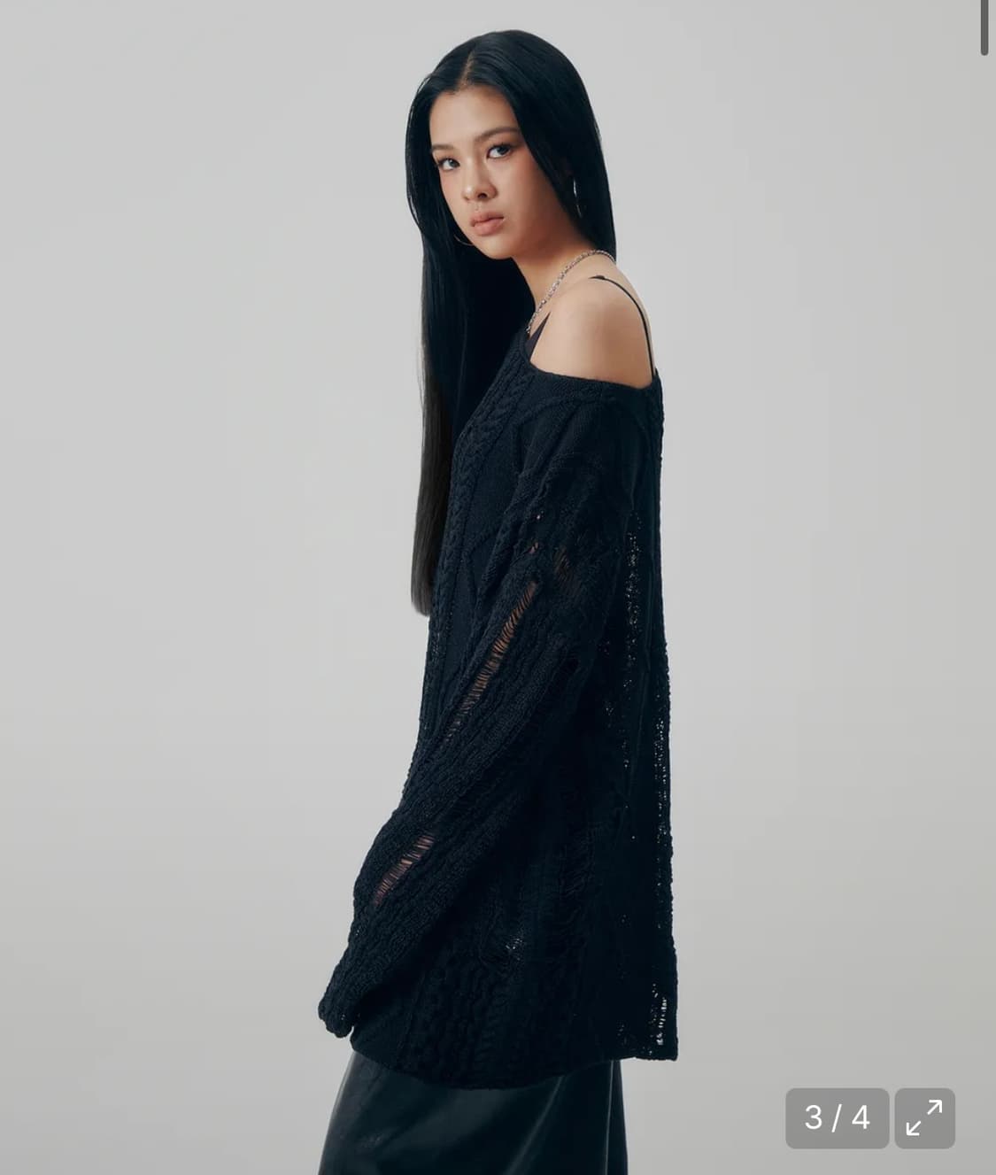 Mix Damage Twist Knit [Black ] 새상품 상품이미지2