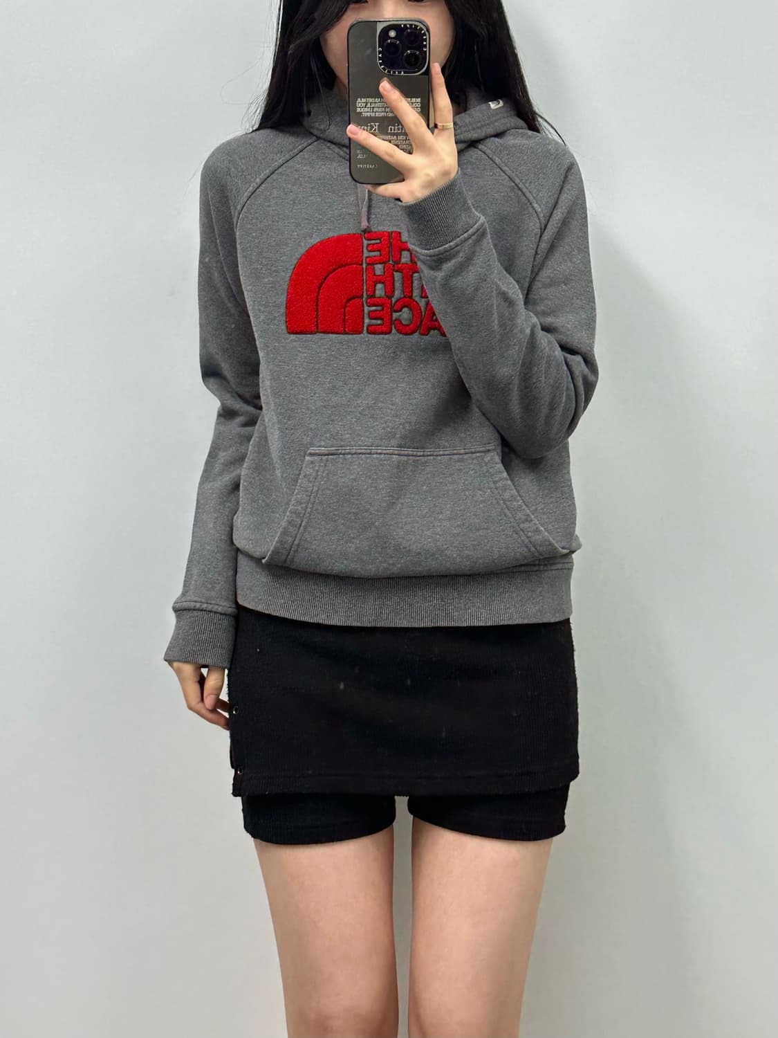 노스페이스 덤블 빅로고 차콜 후드티 상품이미지1